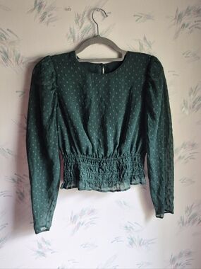 Express Dark Green Long Sleeve Blouse Small